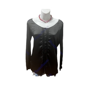 Zara‎ Collection Evening Black Knit/Silk Long Sleeve Blouse